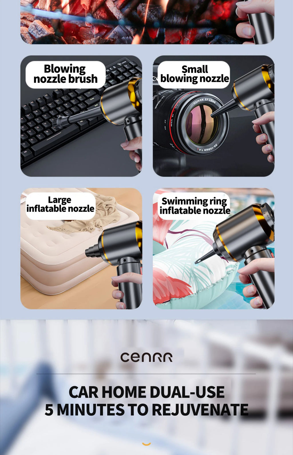 CENRR 998000PA Car Vacuum Cleaner Strong Suction Cordless Wireless Cleaner Handheld Portable Vacuum Cleaner Cleaning Machine