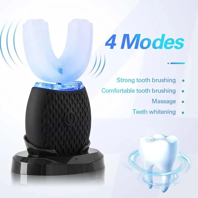 Electric Toothbrush for Adult Automatic USB Charge U-Shaped Sonic Wave Toothbrush 360 Degrees Intelligent Rechargeable Toothbrus
