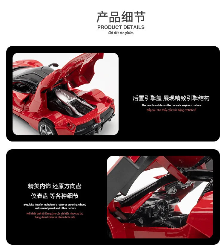 1:32 Scale Lafe Alloy Sports Car Model Diecasts Metal Toy Vehicles Car Model Simulation Sound and Light Kids Gifts