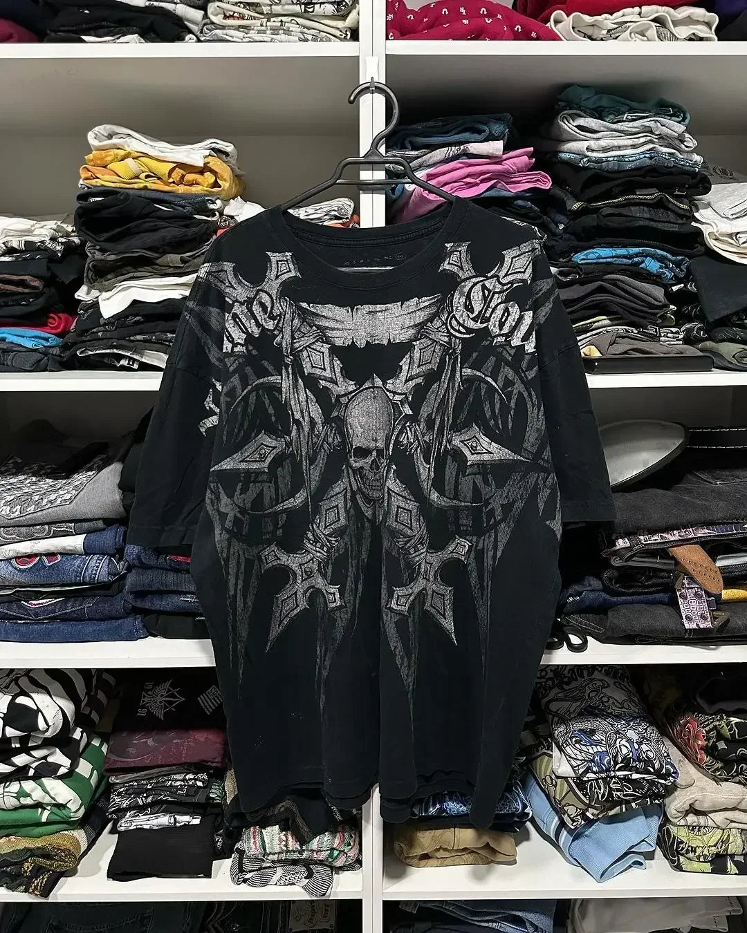 TAPOUT New Y2K Red  Printing  T shirt Men  Hip Hop Round Neck Oversized Long Sleeved Casual Gothic Clothing Tops Streetwear