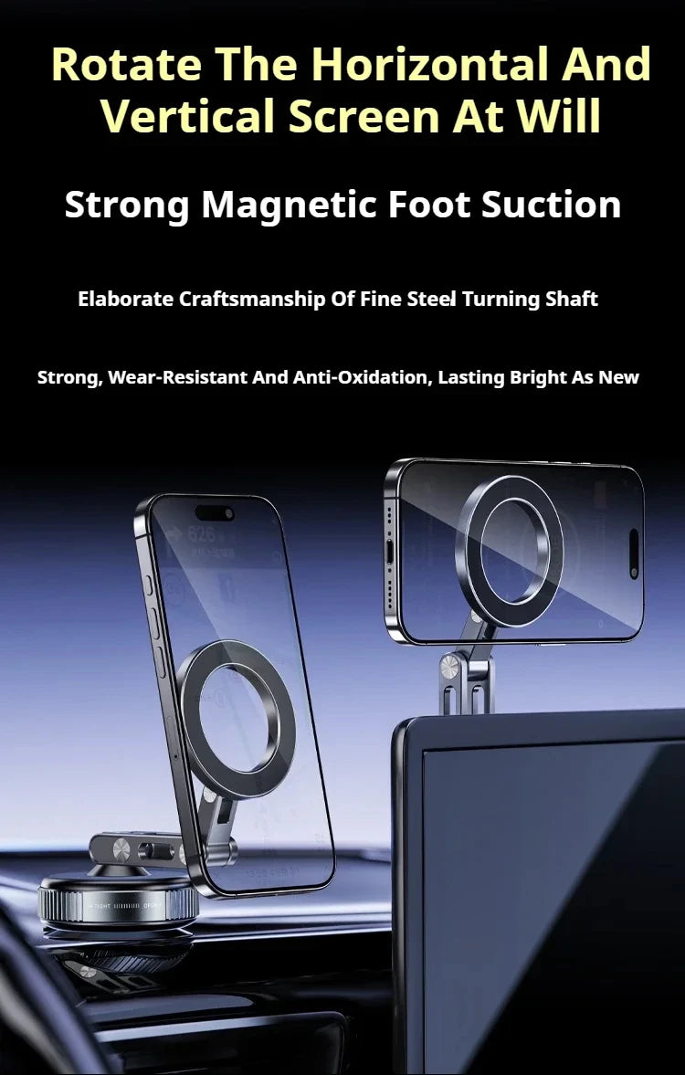 X53 Magnetic Phone Holder Rotating Folding Vacuum Suction Mag Stand For Car Navigation Gym Kitchen Streaming Bracket