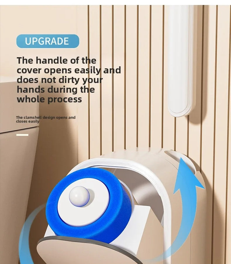 Disposable Toilet Brush with Replaceable Heads - Wall - Mounted No Drill, Perfect for Bathroom & Home Use!
