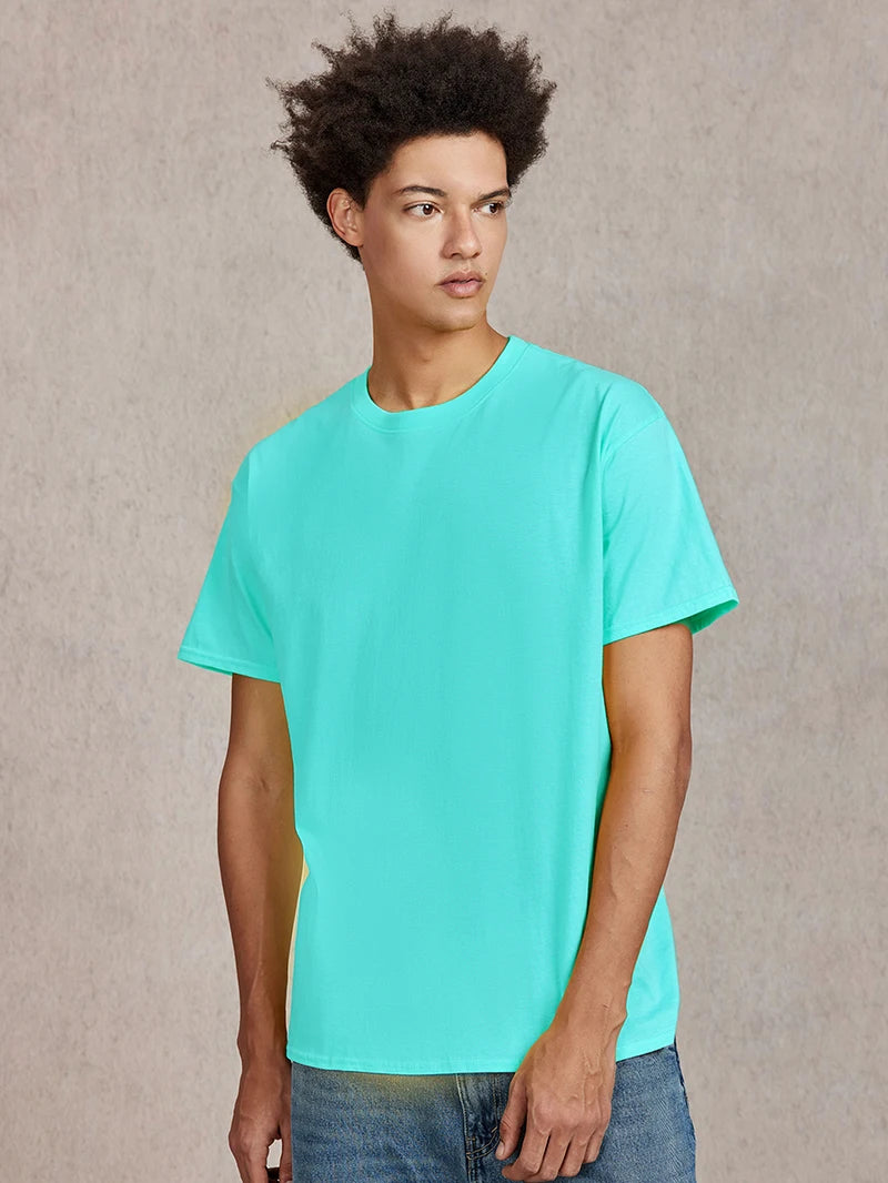 100% Cotton T shirt For Men Women,Short Sleeve Summer Plain Tops,Solid Casual Loose Tee Shirts,High Quality Clothing,7oz 200gsm