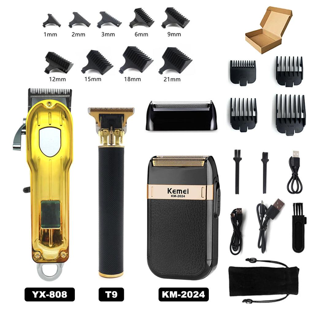 Professional T9 Hair Trimmer Machine - USB Rechargeable Long Battery LifeHair Cutting Machine Professional Hair Clipper for Men