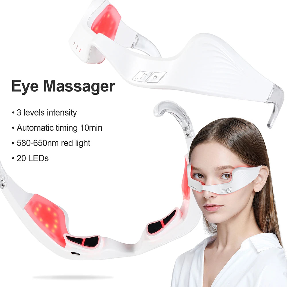Under-Eye Glasses Massager Electric Eye Massager Eye Fatigue Relief Massager Red Light Relieves Eye Fatigue Eyes Massage Glasses