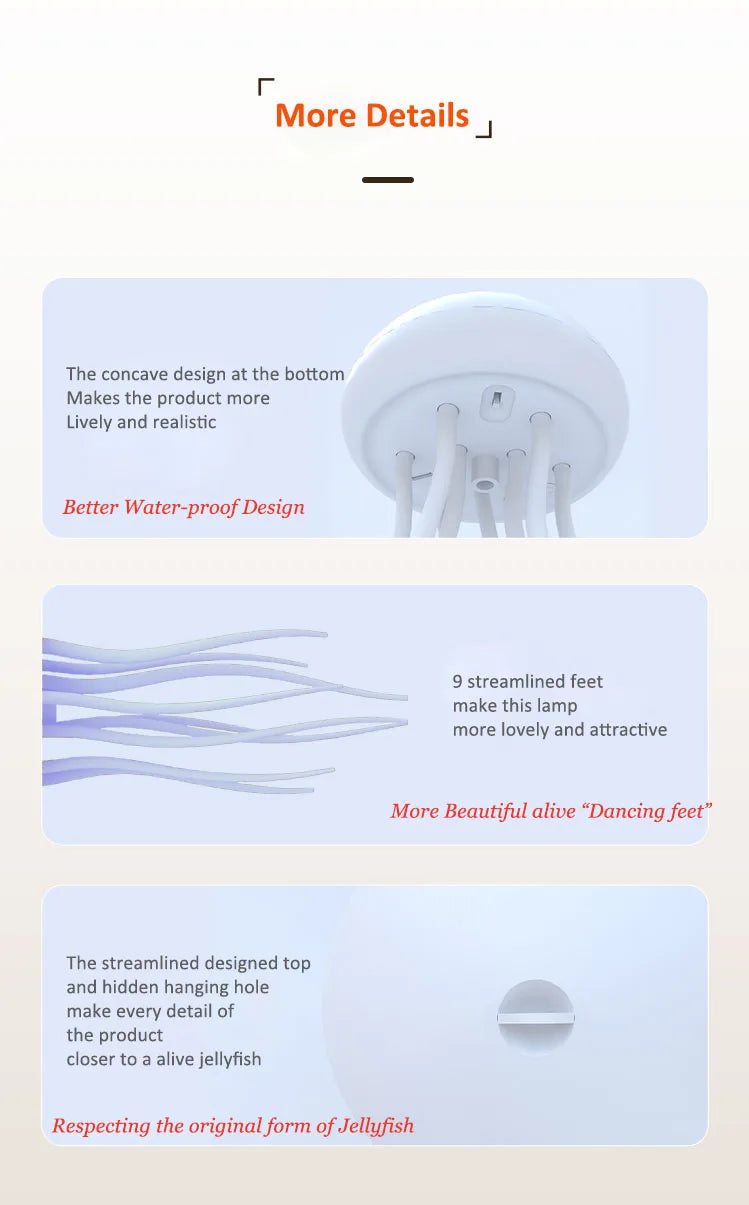 Jellyfish Pendant Lightings Voice Control Type-C Charging Creative Jellyfish Light Flexible Tentacles for Holiday Children Gifts