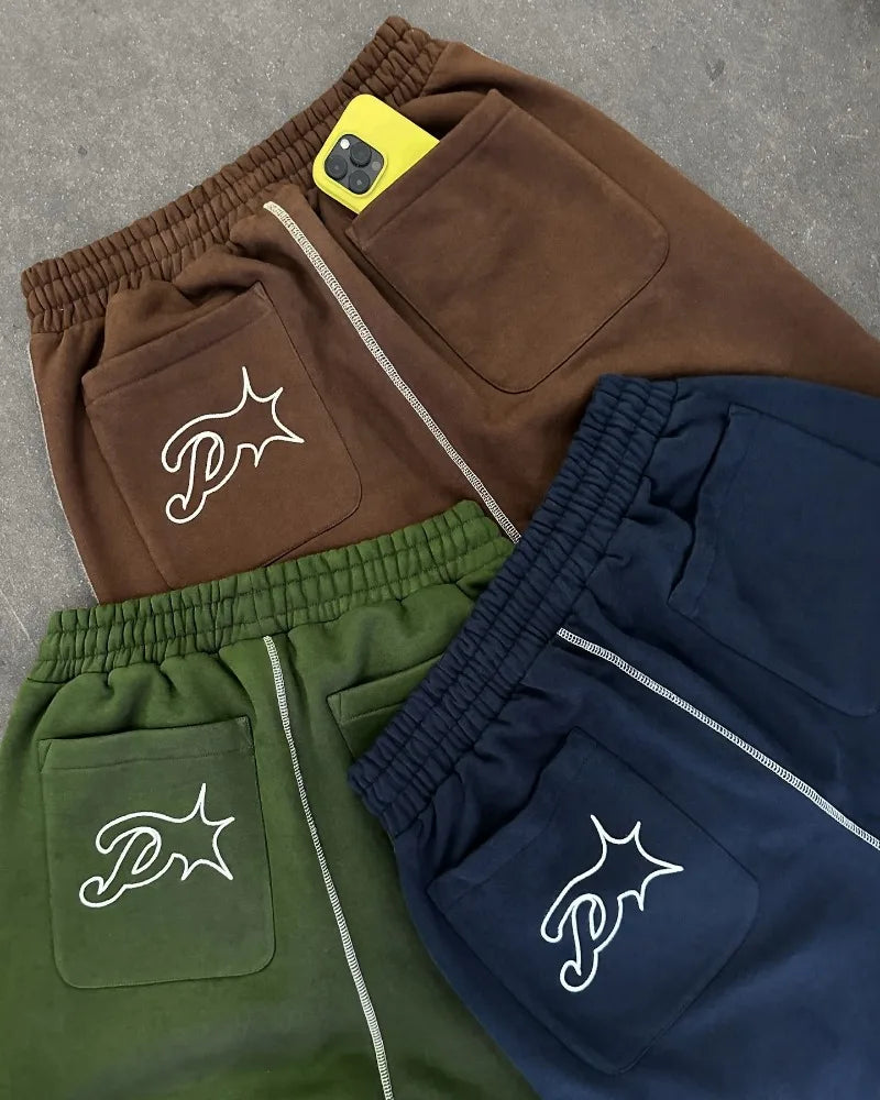 Street wear PROTECT Fashion Letter Embroidery Loose Sweatpants Men's And Women's Y2K Harajuku Hip-Hop Gothic Casual Joker Pants