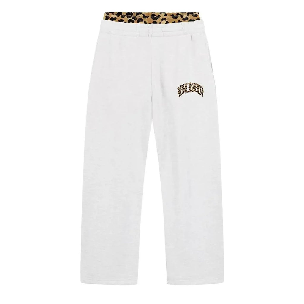 High street fashion leopard print letter embroidered men sportswear suit Y2K American casual retro hoodie trend loose clothing