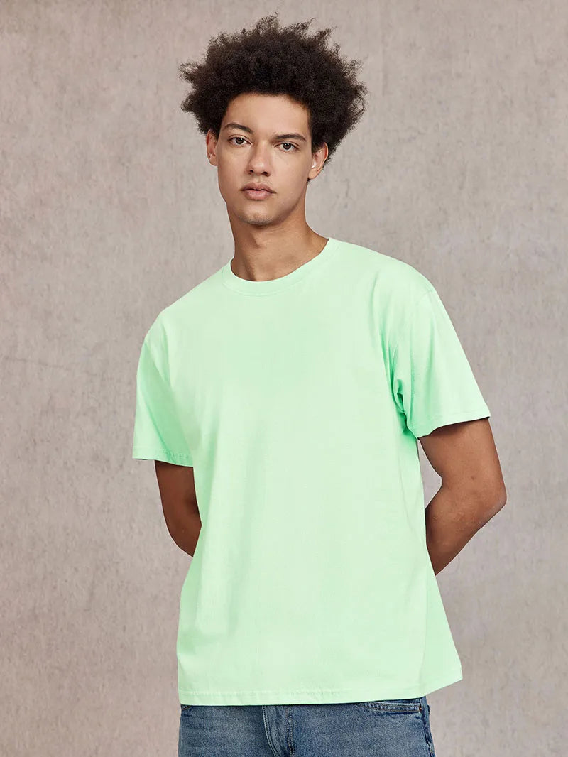 100% Cotton T shirt For Men Women,Short Sleeve Summer Plain Tops,Solid Casual Loose Tee Shirts,High Quality Clothing,7oz 200gsm