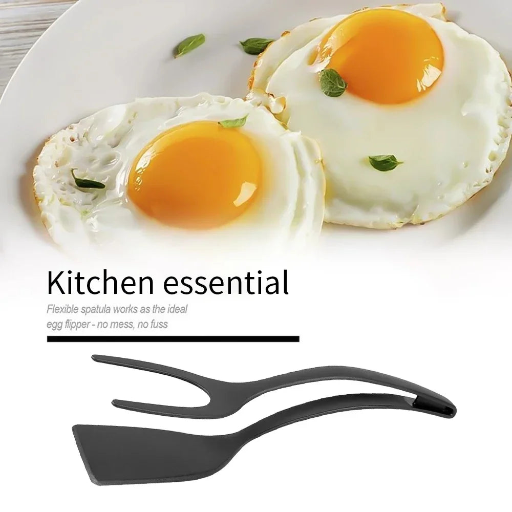 2 in1 Silicone Clip Spatula for Frying Steak Pancakes Toast Omelette Tongs Silicone Omelet Spatula Flip Shovel Kitchen Tool