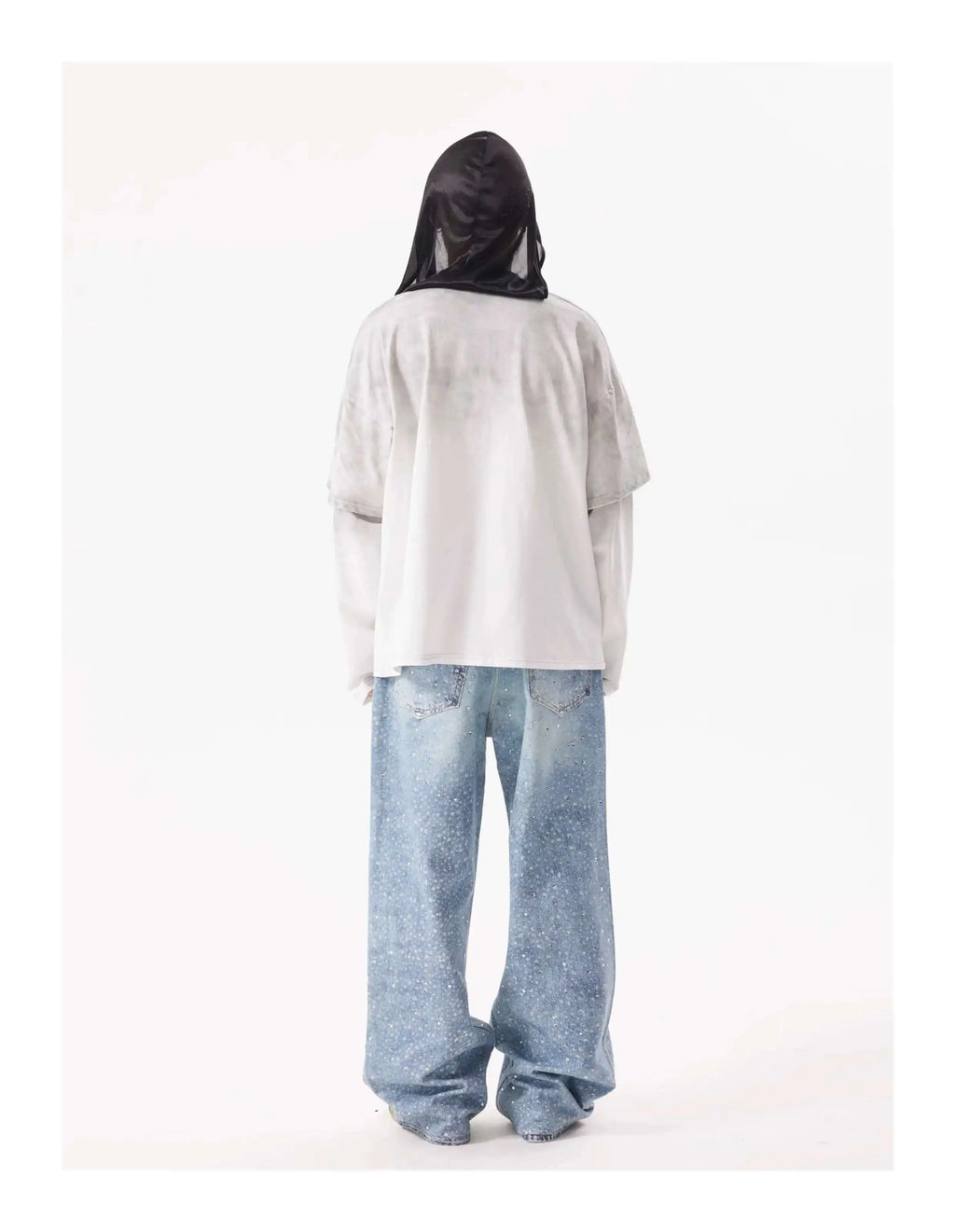 PFNW American Rhinestone Printed Design Vintage Jeans Men's Streetwear Hip Hop Mens Clothing Loose Wide Leg Pants Trendy 28W4644