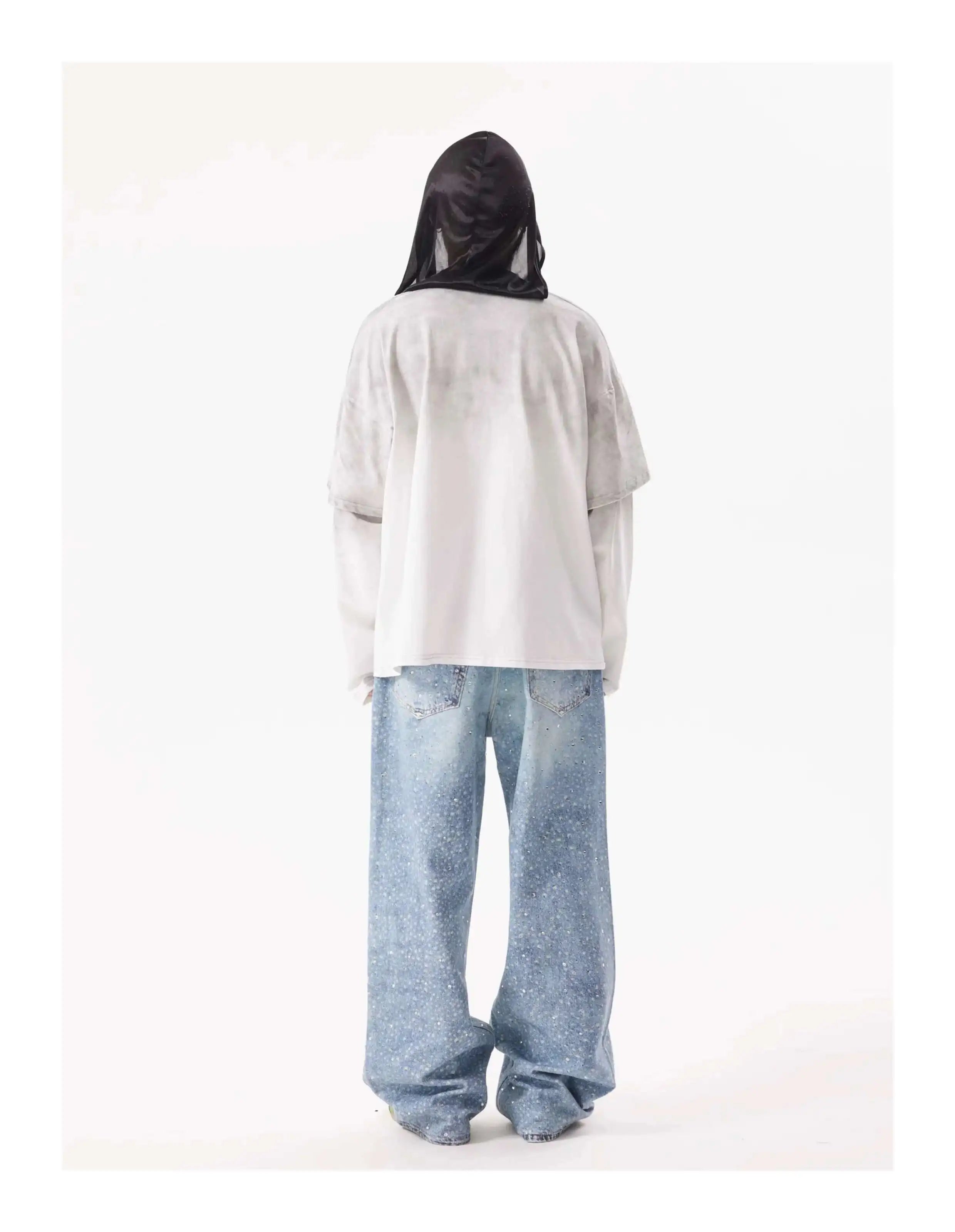 PFNW American Rhinestone Printed Design Vintage Jeans Men's Streetwear Hip Hop Mens Clothing Loose Wide Leg Pants Trendy 28W4644