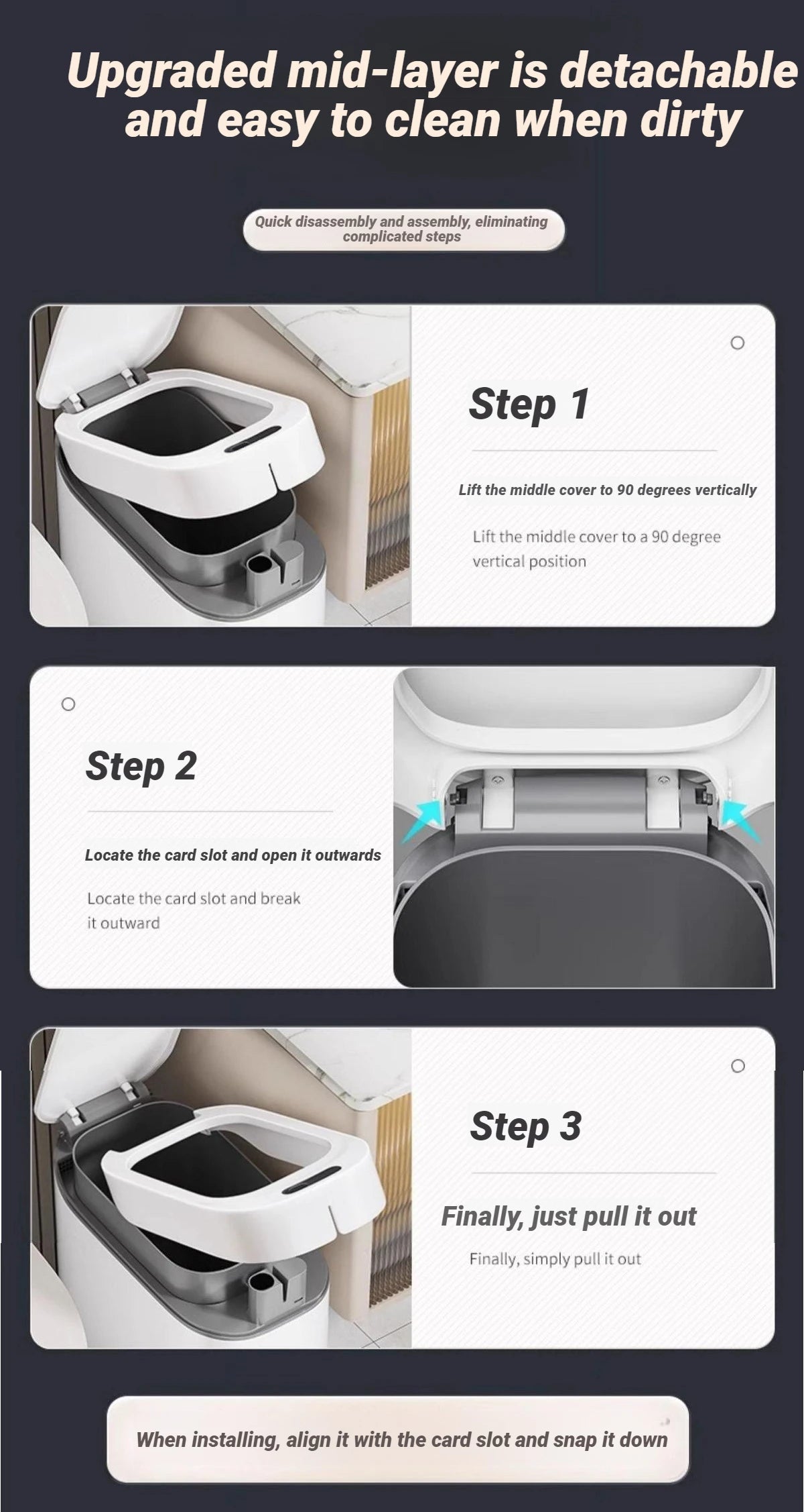 Bathroom Trash Can Hands-Free Automatic Bagging JOYBOS Smart Garbage Bin House With Lid Drawstring Bags Bathroom Toilet Office