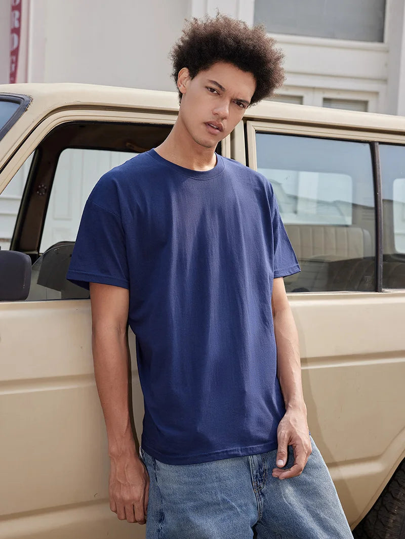 100% Cotton T shirt For Men Women,Short Sleeve Summer Plain Tops,Solid Casual Loose Tee Shirts,High Quality Clothing,7oz 200gsm