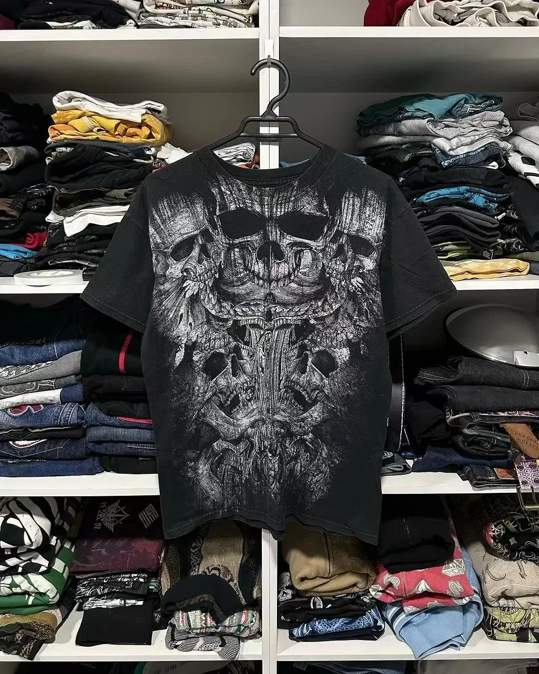 2000s Affliction Graphic T-Shirt Women's Large Grunge Wings New Fashion Style Couple Tops Pure Cotton Street Boxing Shirt