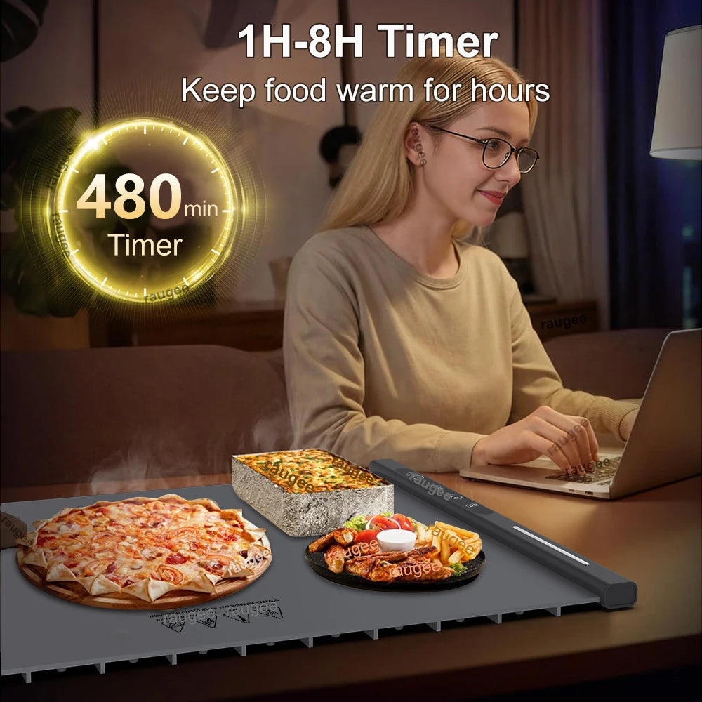 Food Warmer Electric Food Warmer Plate Electric Warming Tray for Food Fast Heating Food Warming Pad Foldable Food Warming Mat