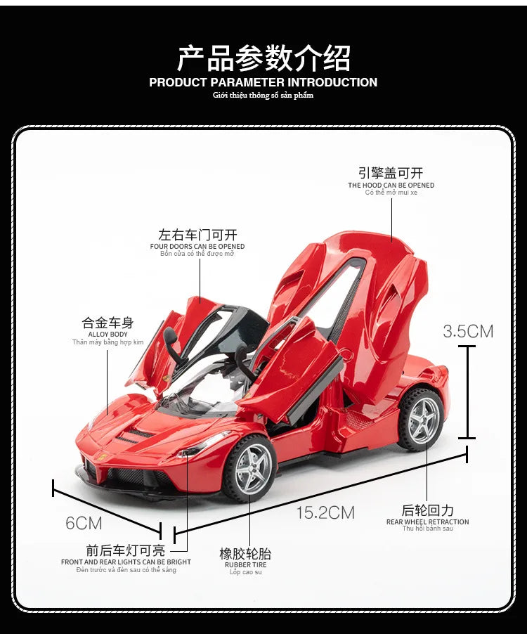 1:32 Scale Lafe Alloy Sports Car Model Diecasts Metal Toy Vehicles Car Model Simulation Sound and Light Kids Gifts