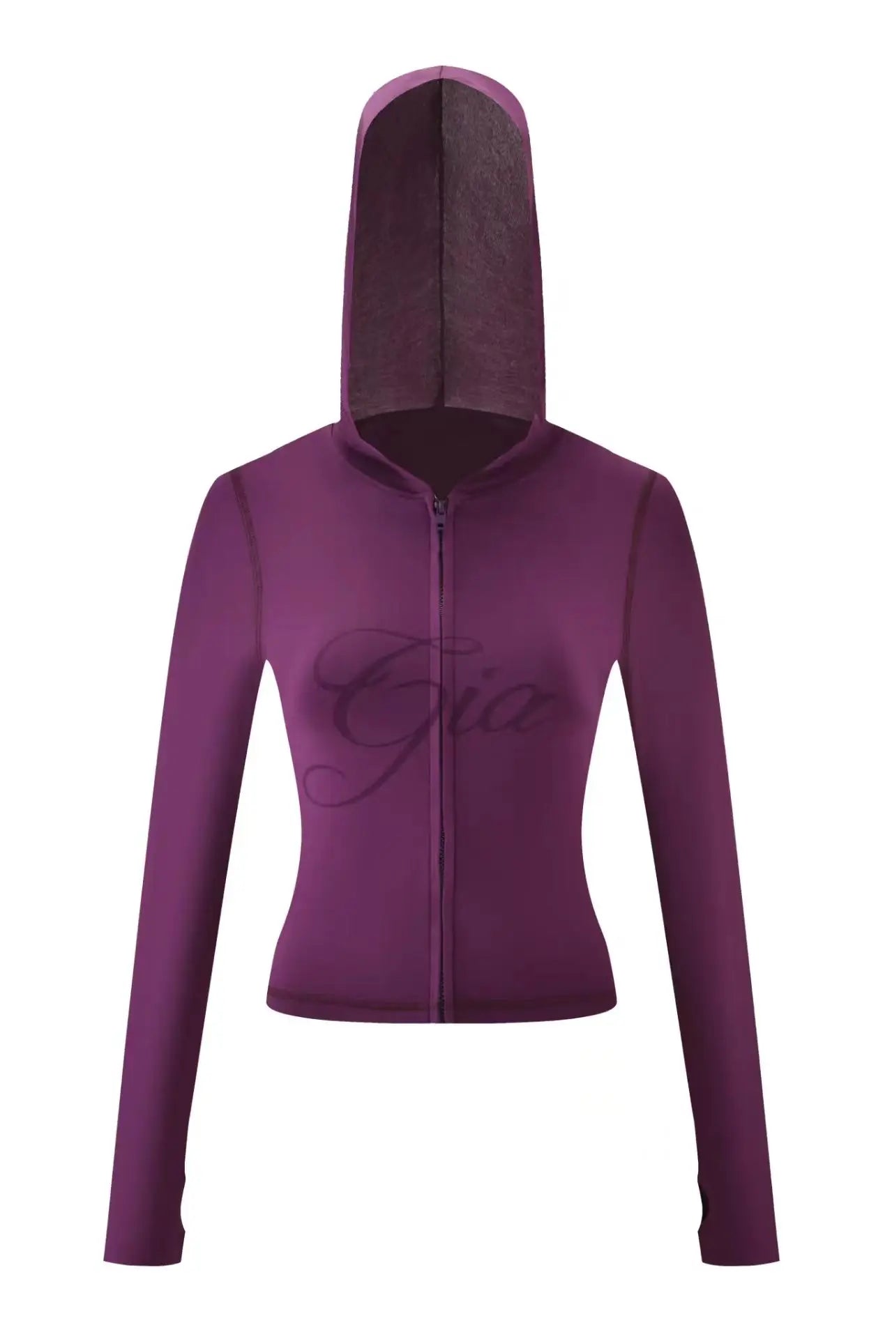 GIA New Stylish Coffee-Colored Velvet Zip-Up Hooded Jacket & Relaxed Slim-Fit Pants Comfortable Minimalist Set