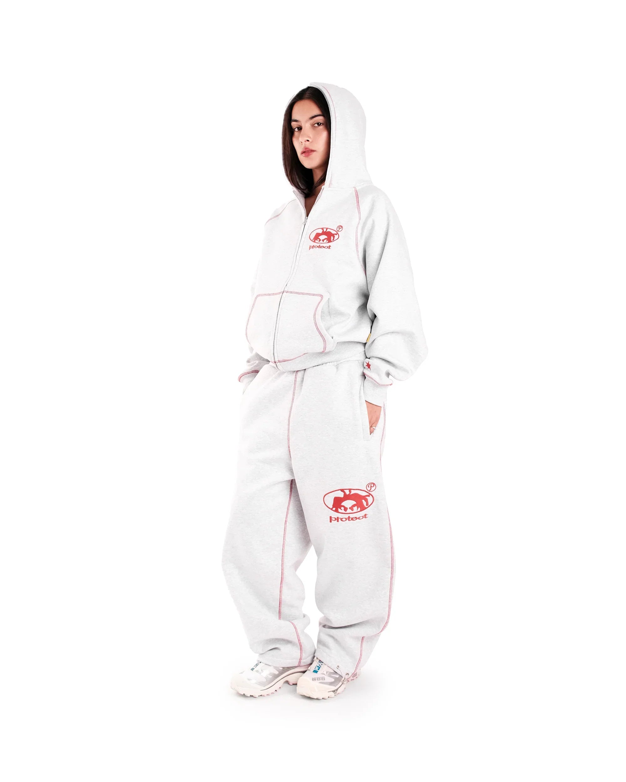 American Gray Retro Personalized Embroidery Fashion Sportswear For Men And Women Casual Loose Streetwear Hip-Hop Jogger Sets