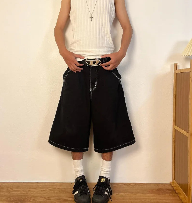Hot Y2k Vintage Baggy Jeans Shorts Woman Streetwear Jorts Korean Harajuku Gothic Oversized Denim Pants Embroidery Summer