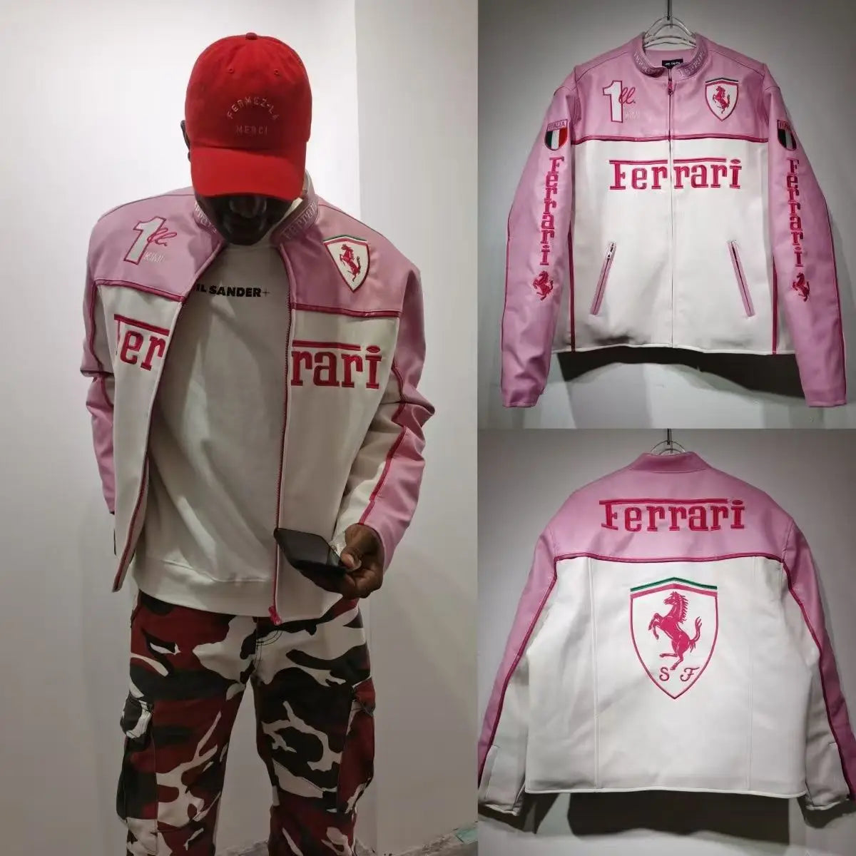 Fashion Spring Autumn Thin Ferrari Racing Embroidered Car Motorcycle Jacket Cycling Coat Men Casual Sport Jacket Car Accessories