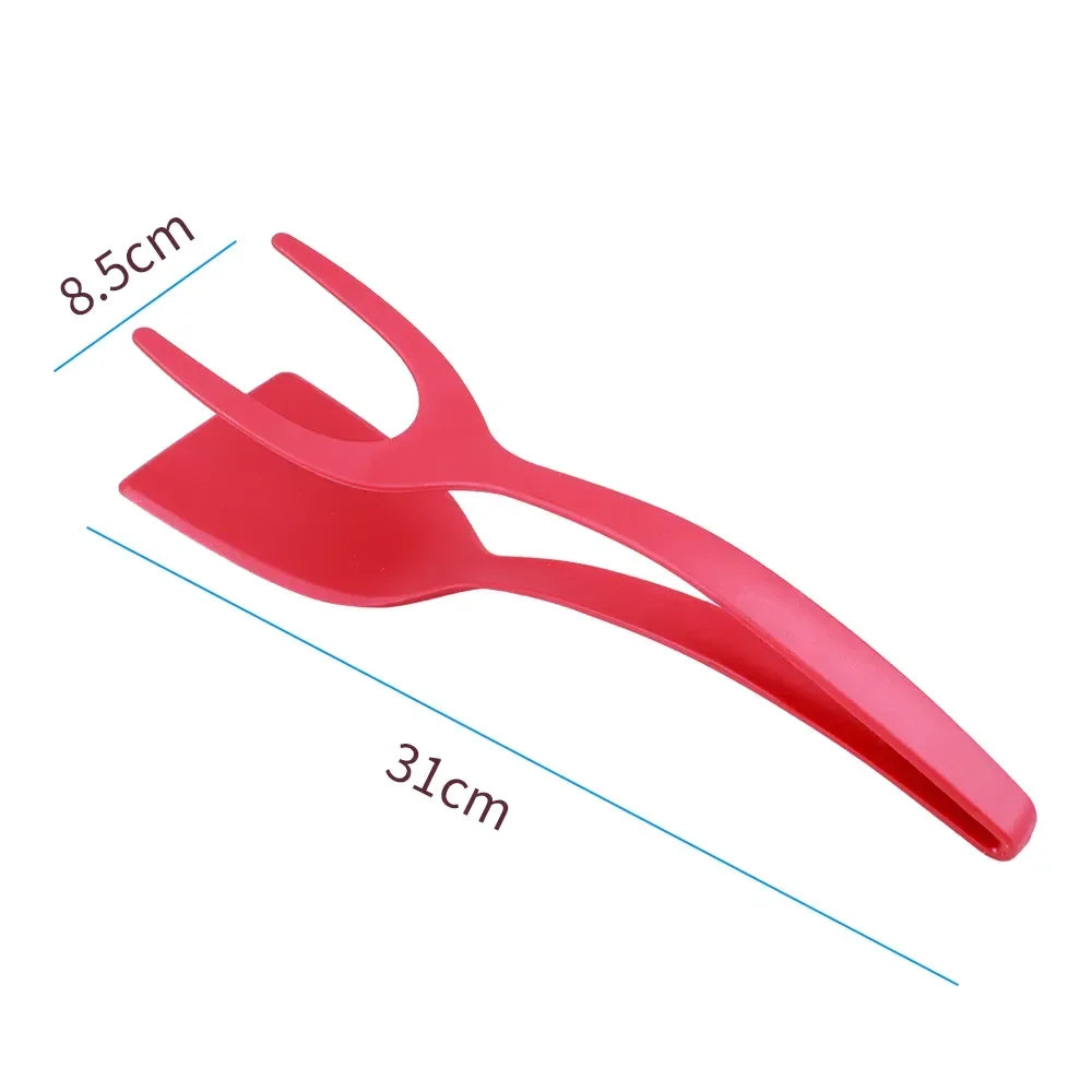 2 in1 Silicone Clip Spatula for Frying Steak Pancakes Toast Omelette Tongs Silicone Omelet Spatula Flip Shovel Kitchen Tool