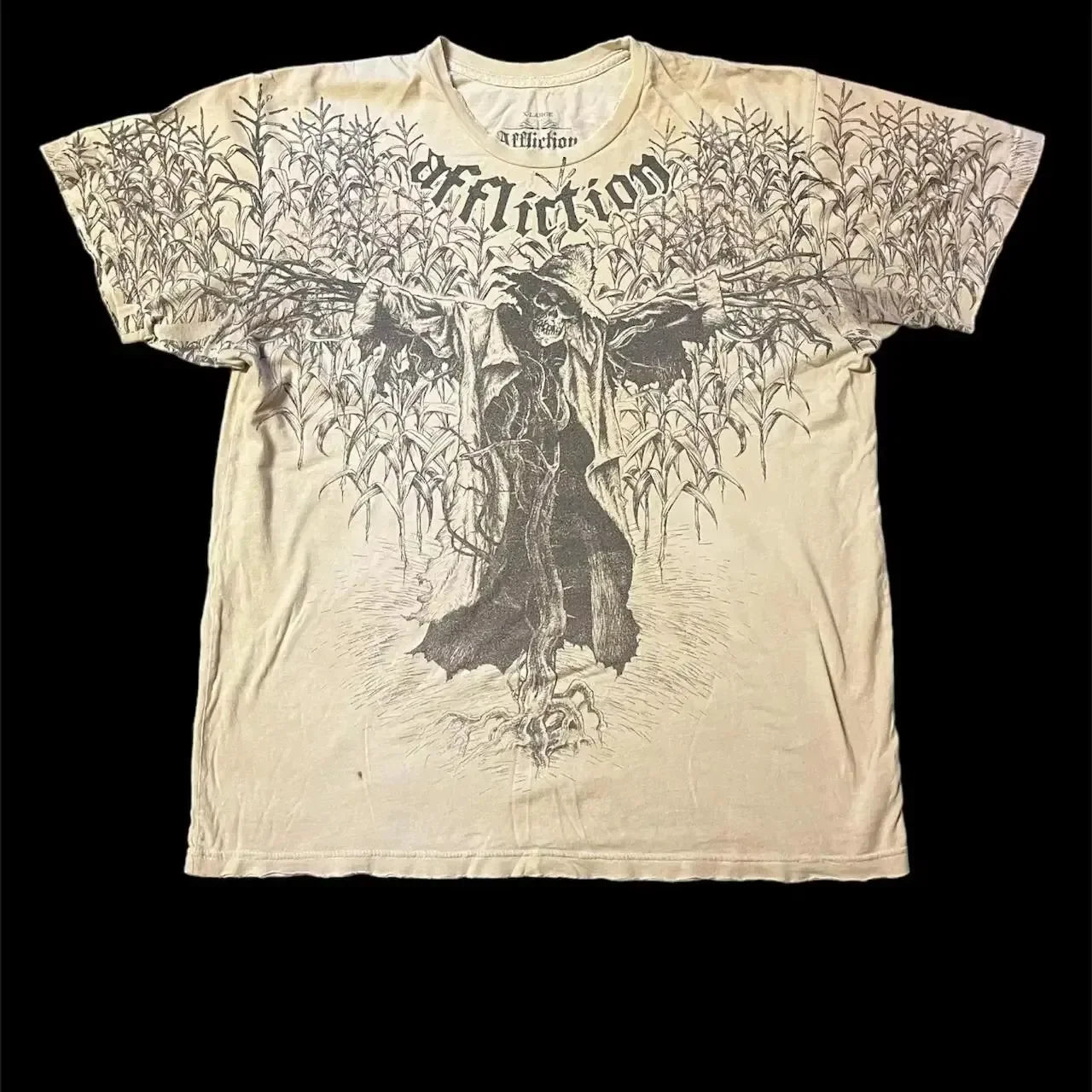 2000s Affliction Graphic T-Shirt Women's Large Grunge Wings New Fashion Style Couple Tops Pure Cotton Street Boxing Shirt