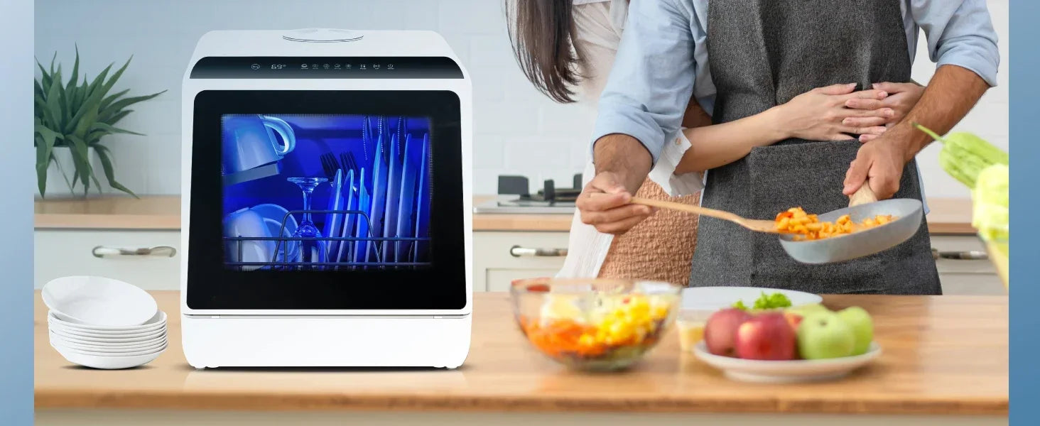 Mini portable dishwasher countertop compact dishwasher, desktop small dishwasher with 5L built-in water tank GN781TB