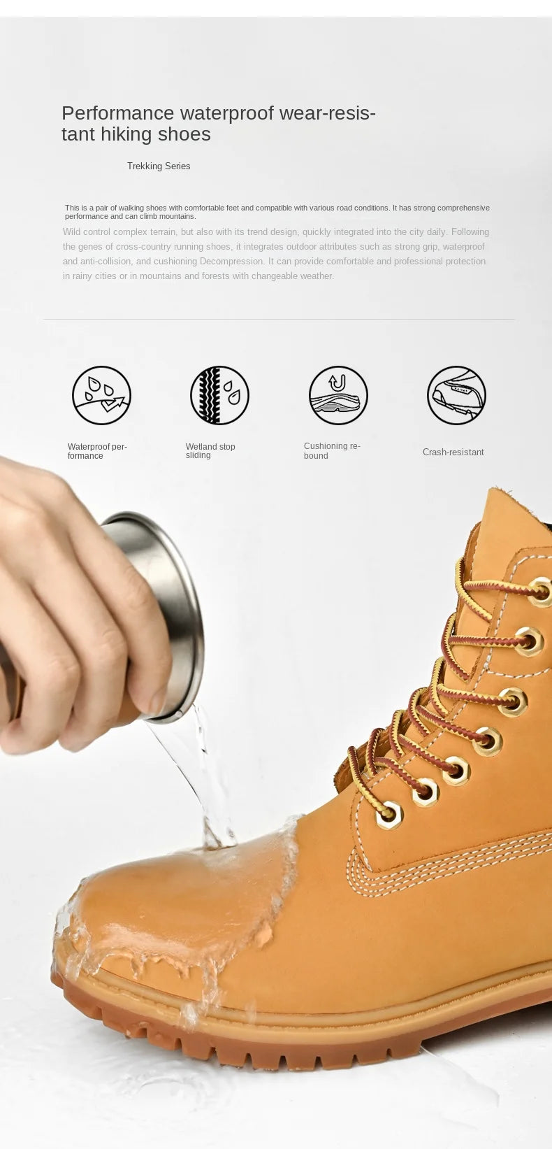 Boots Men High Top Boots High Quality Women Leather Shoes Fashion Outdoor Sneakers Men Lace Up Non-Slip Ankle Boots for Couple