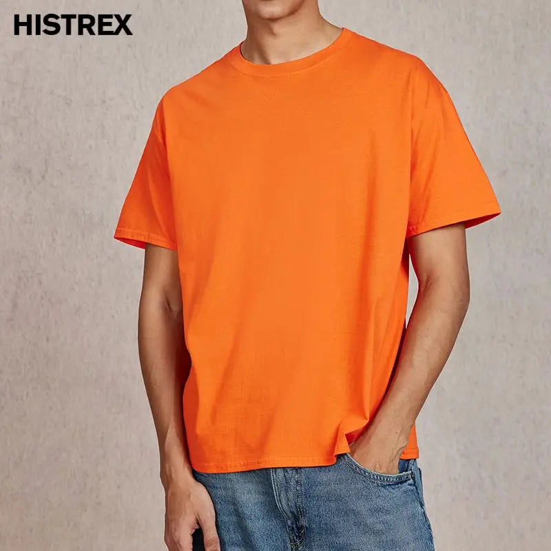 100% Cotton T shirt For Men Women,Short Sleeve Summer Plain Tops,Solid Casual Loose Tee Shirts,High Quality Clothing,7oz 200gsm