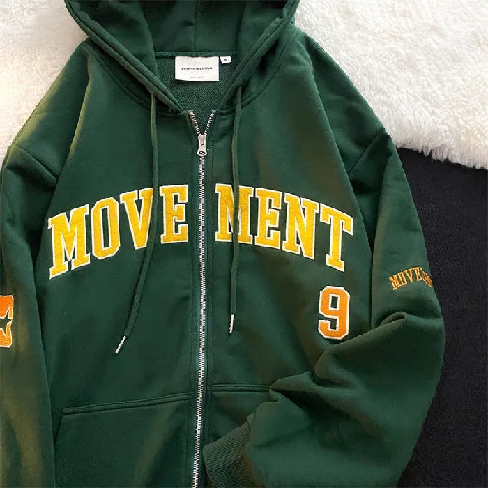 1Hoodies Women Retro Harajuku Hip Hop Jacket High Street Zip Up Hoodie Casual Loose Sweatshirt Clothes Y2K Tops oversized hoodie