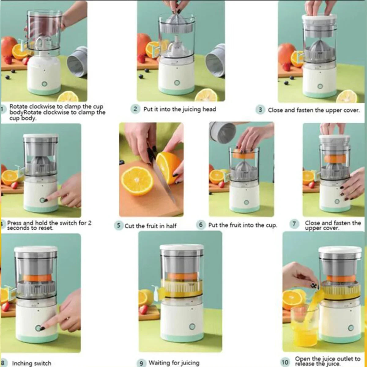 New Portable Home Juicer Fruit Juice Extractor, USB RechargeableElectric Squeeze, High Juice Output for Orange,