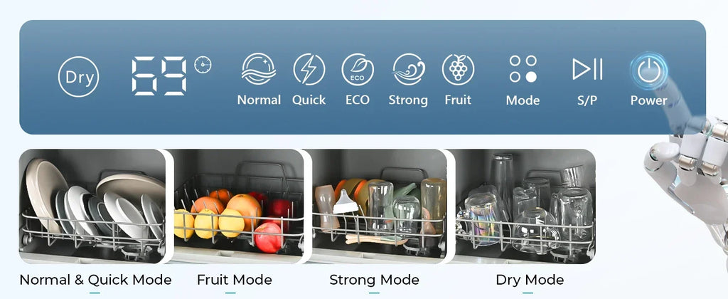 Mini portable dishwasher countertop compact dishwasher, desktop small dishwasher with 5L built-in water tank GN781TB