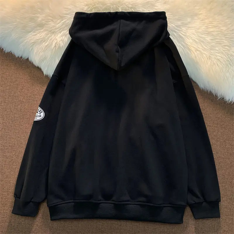 1Hoodies Women Retro Harajuku Hip Hop Jacket High Street Zip Up Hoodie Casual Loose Sweatshirt Clothes Y2K Tops oversized hoodie