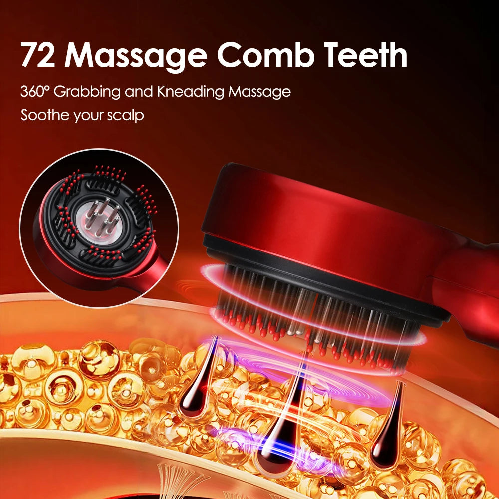 Head Massage Comb with Hair Oil Applicator LED Light Treatment Hair Scalp Massager Brush Tools 5 Massage Modes Rechargable Comb