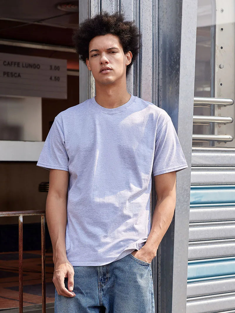 100% Cotton T shirt For Men Women,Short Sleeve Summer Plain Tops,Solid Casual Loose Tee Shirts,High Quality Clothing,7oz 200gsm