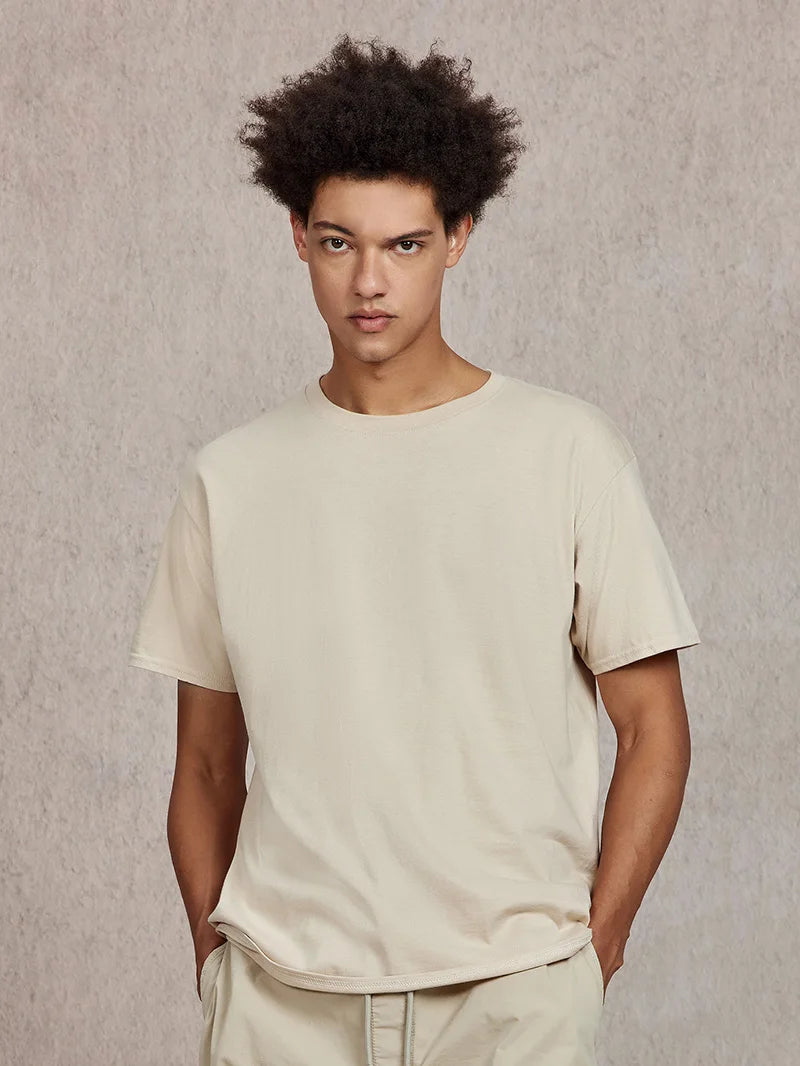 100% Cotton T shirt For Men Women,Short Sleeve Summer Plain Tops,Solid Casual Loose Tee Shirts,High Quality Clothing,7oz 200gsm