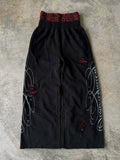 Men's White Wide Leg Casual Trousers Layered Waist Graphic Print Lounge Pants 2026