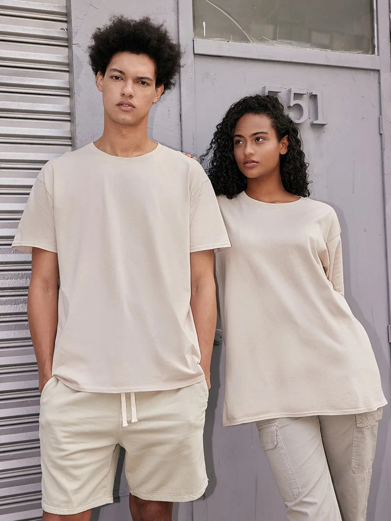100% Cotton T shirt For Men Women,Short Sleeve Summer Plain Tops,Solid Casual Loose Tee Shirts,High Quality Clothing,7oz 200gsm