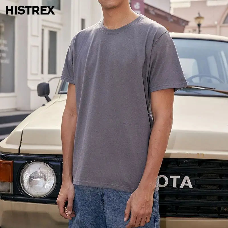 100% Cotton T shirt For Men Women,Short Sleeve Summer Plain Tops,Solid Casual Loose Tee Shirts,High Quality Clothing,7oz 200gsm