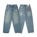 vintage 2000S American Hip-hop Punk Rock Fashion Versatile Jeans Men Harajuku Y2K Casual Gothic Straight Wide-leg Pants Women
