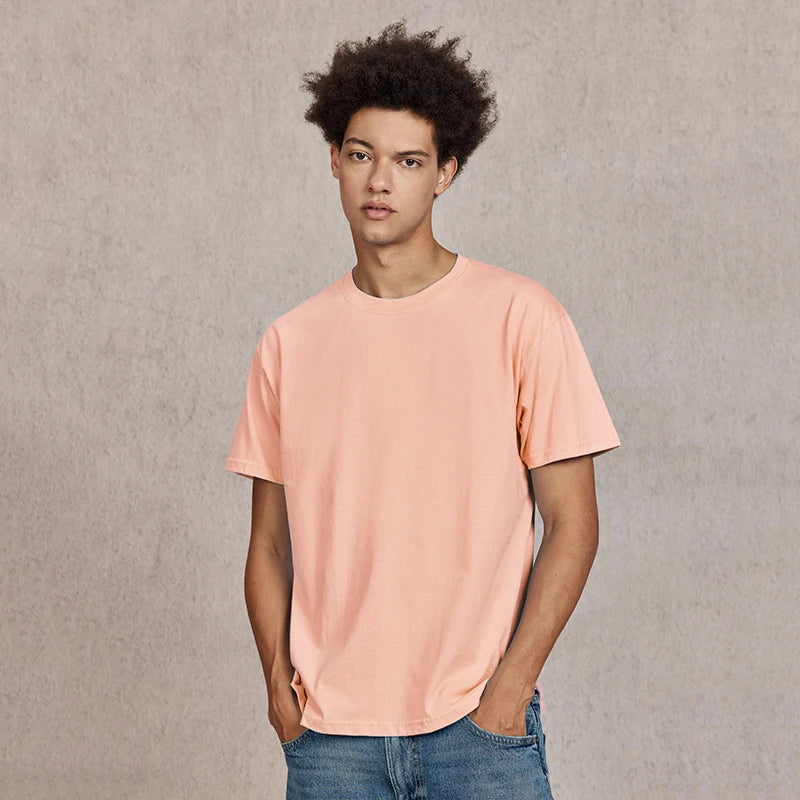 100% Cotton T shirt For Men Women,Short Sleeve Summer Plain Tops,Solid Casual Loose Tee Shirts,High Quality Clothing,7oz 200gsm