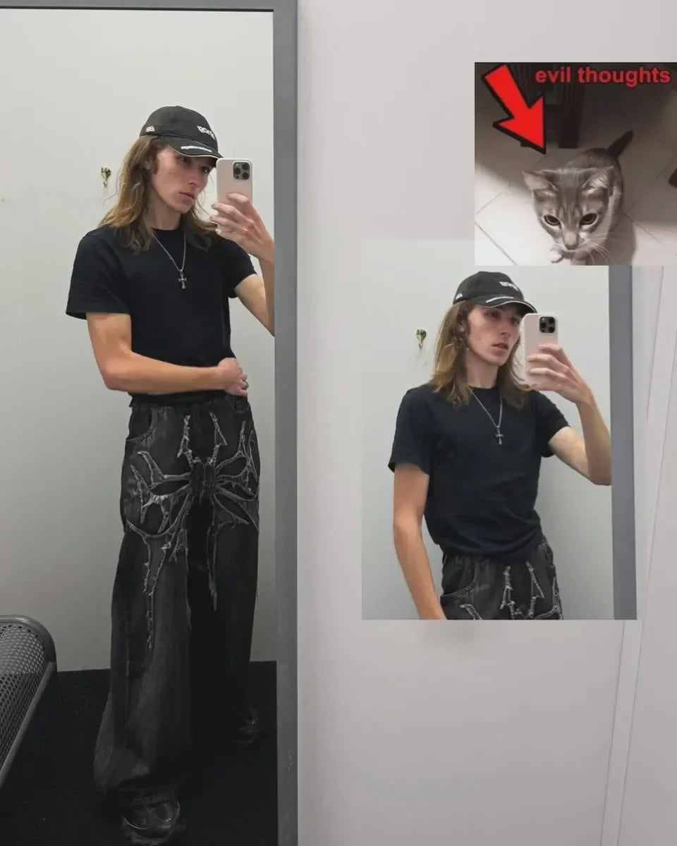 Y2K Baggy Jeans vintage Splicing embroidery Pattern high quality jeans Hip Hop Gothic Streetwear men women Casual wide leg jeans