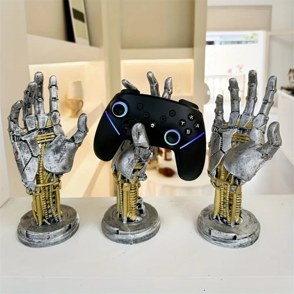 Cyberpunk 3D Gamepad Holder - Robotic Hand Storage Box for Controller Phone Keys, Sci-Fi Desk Organizer Cool Tech Gift