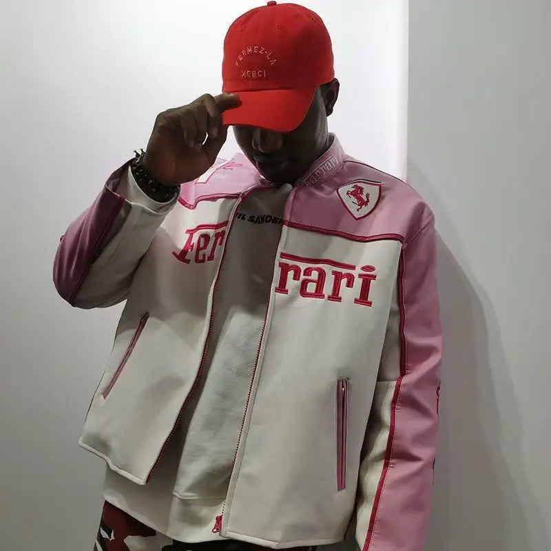 Fashion Spring Autumn Thin Ferrari Racing Embroidered Car Motorcycle Jacket Cycling Coat Men Casual Sport Jacket Car Accessories