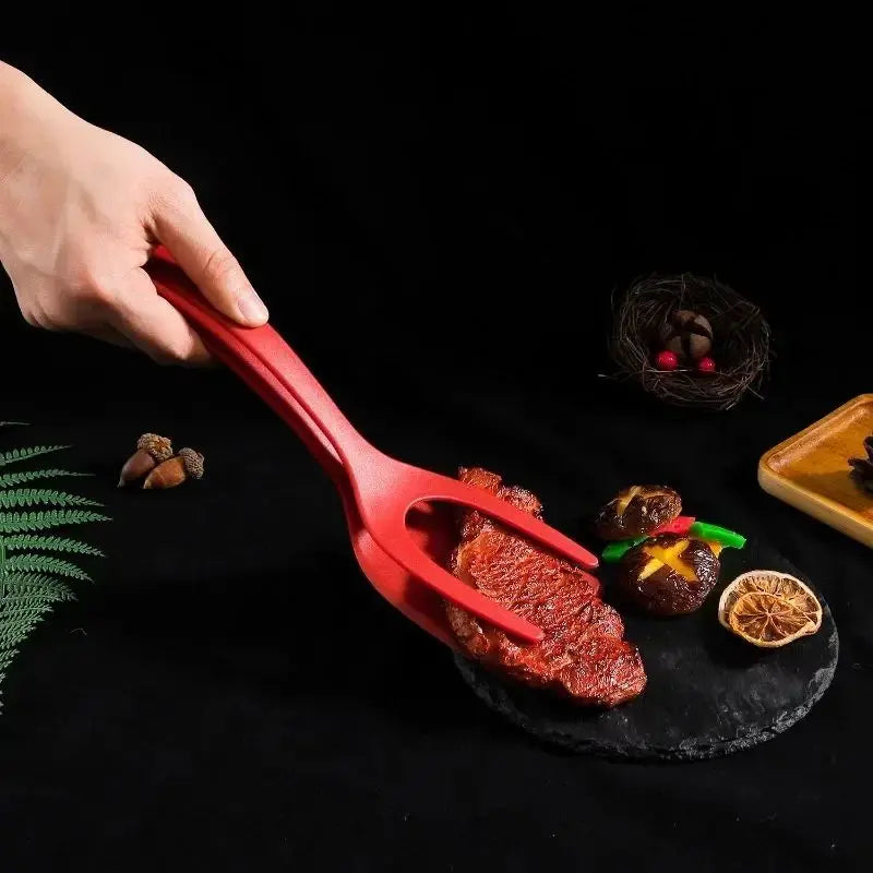 2 in1 Silicone Clip Spatula for Frying Steak Pancakes Toast Omelette Tongs Silicone Omelet Spatula Flip Shovel Kitchen Tool