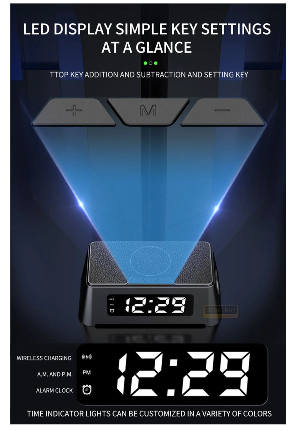 4 in 1 Wireless Charger Dock For iPhone 16 15 14Pro Apple Watch S9 8 7 15W Fast Charging Station Desktop LED Digital Alarm Clock