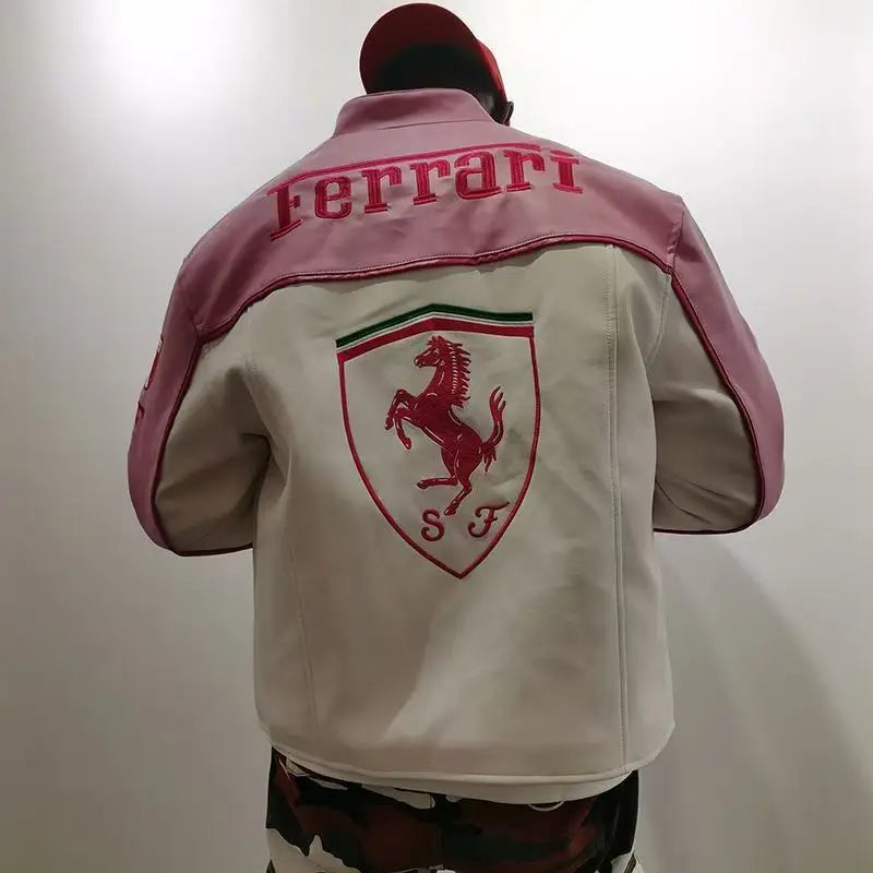 Fashion Spring Autumn Thin Ferrari Racing Embroidered Car Motorcycle Jacket Cycling Coat Men Casual Sport Jacket Car Accessories