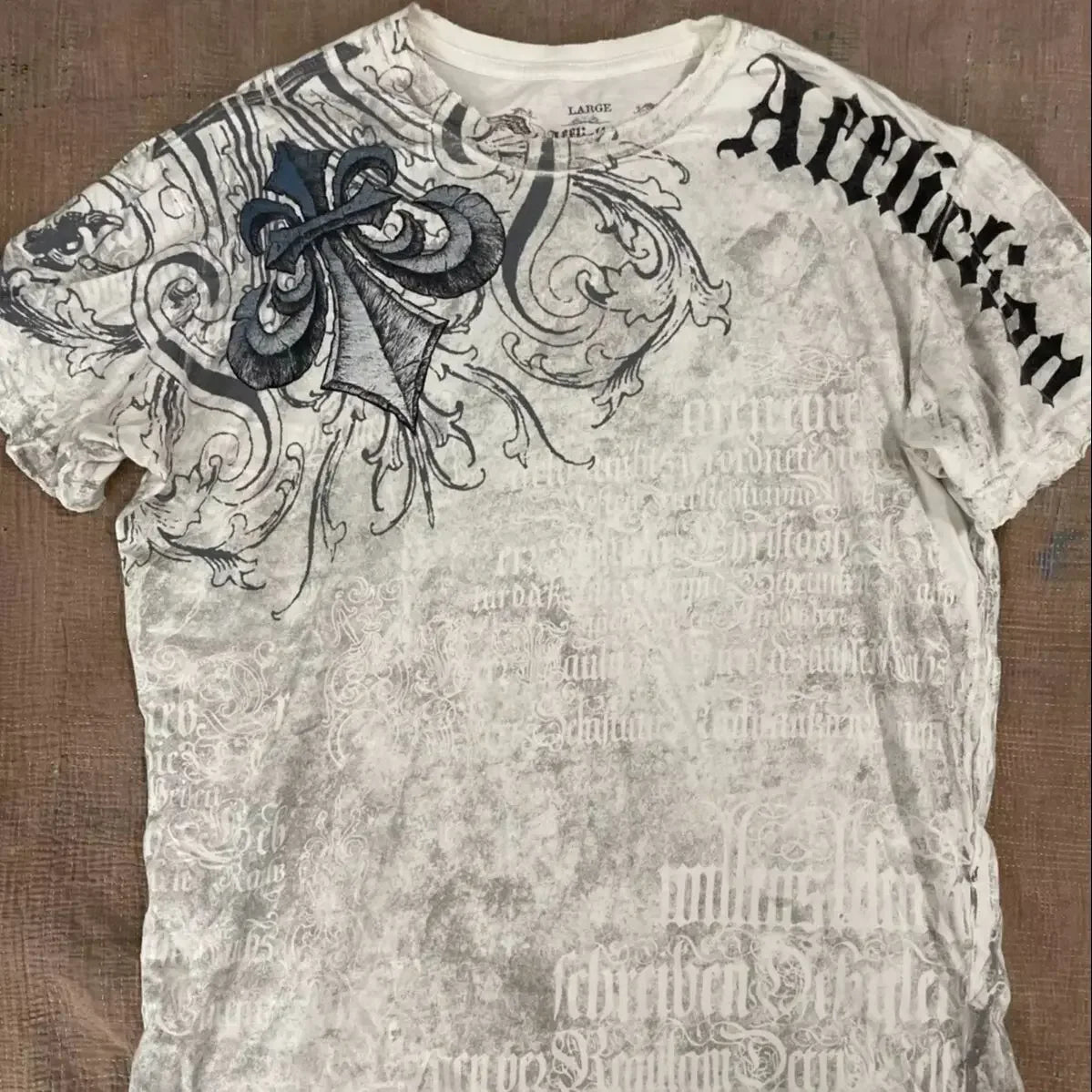 2000s Affliction Graphic T-Shirt Women's Large Grunge Wings New Fashion Style Couple Tops Pure Cotton Street Boxing Shirt