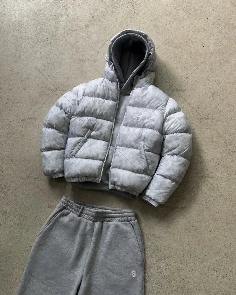 American street dollar logo brand men jacket autumn winter personalized fashion casual cotton-padded jacket couple loose jacket